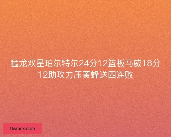 猛龙双星珀尔特尔24分12篮板马威18分12助攻力压黄蜂送四连败