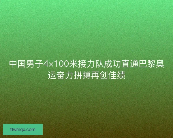 中国男子4×100米接力队成功直通巴黎奥运奋力拼搏再创佳绩