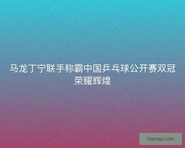 马龙丁宁联手称霸中国乒乓球公开赛双冠荣耀辉煌