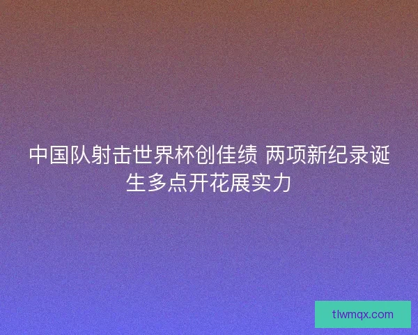 中国队射击世界杯创佳绩 两项新纪录诞生多点开花展实力