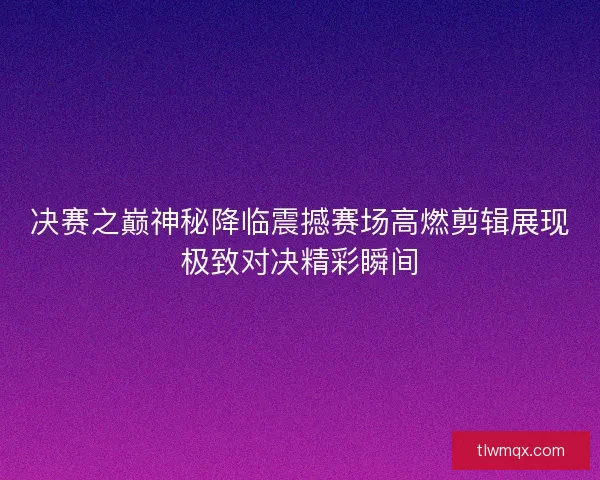 决赛之巅神秘降临震撼赛场高燃剪辑展现极致对决精彩瞬间