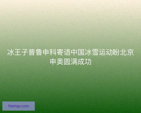 冰王子普鲁申科寄语中国冰雪运动盼北京申奥圆满成功